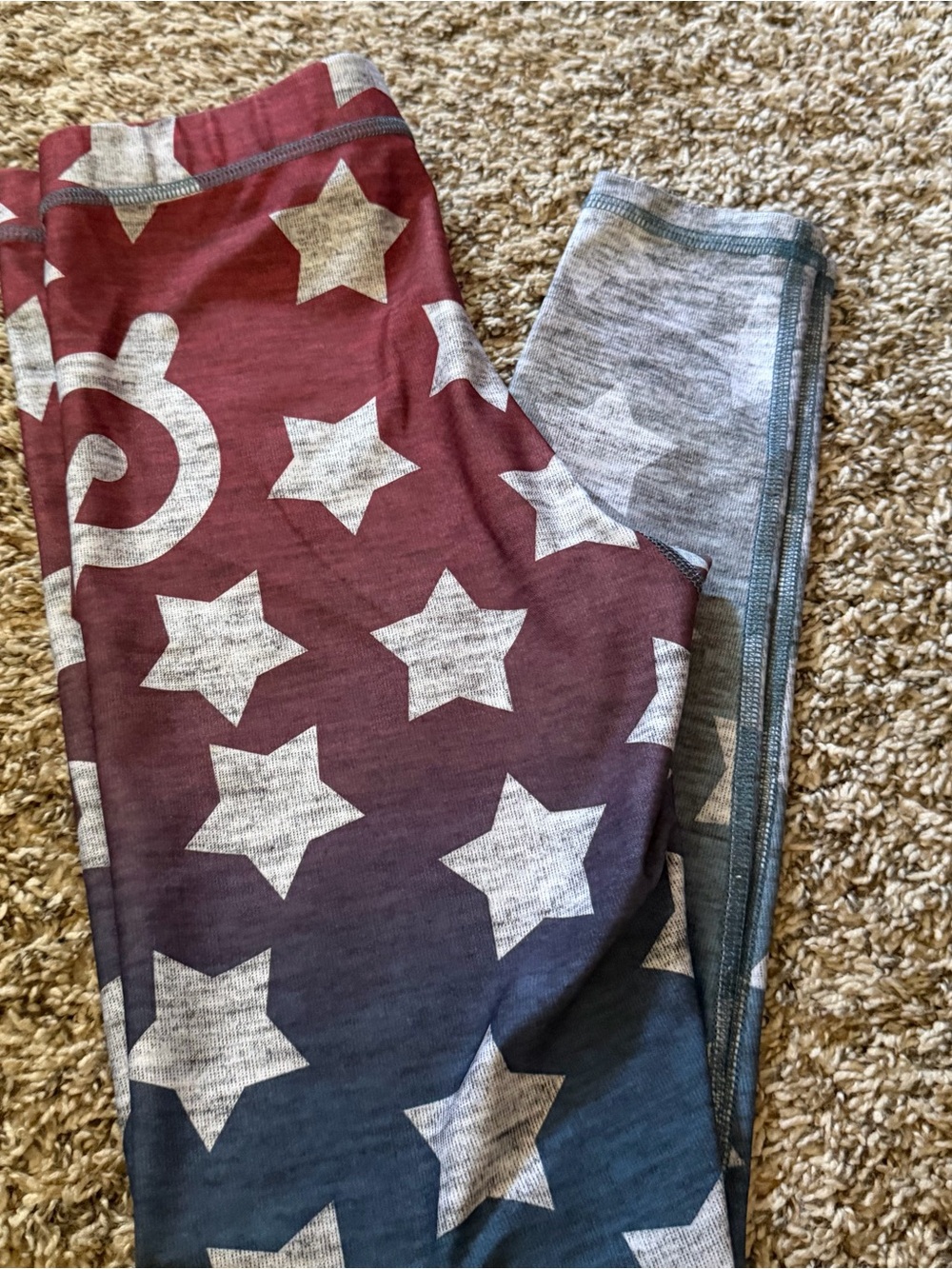 Adult Medium/PelotonStar Print Ombre Leggings - Red to Blue